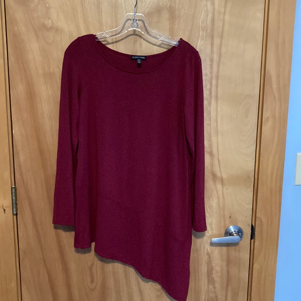 Eileen Fisher Raspberry Asymmetrical Top - size small
